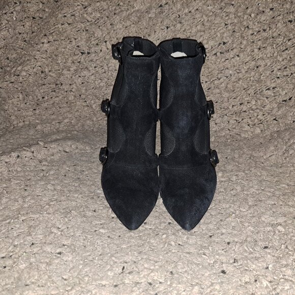 WALTER STEIGER- Stiletto Claw Heel-Bootie-Black Suede/Nylon-Sz 38-Excellent - Picture 3 of 8